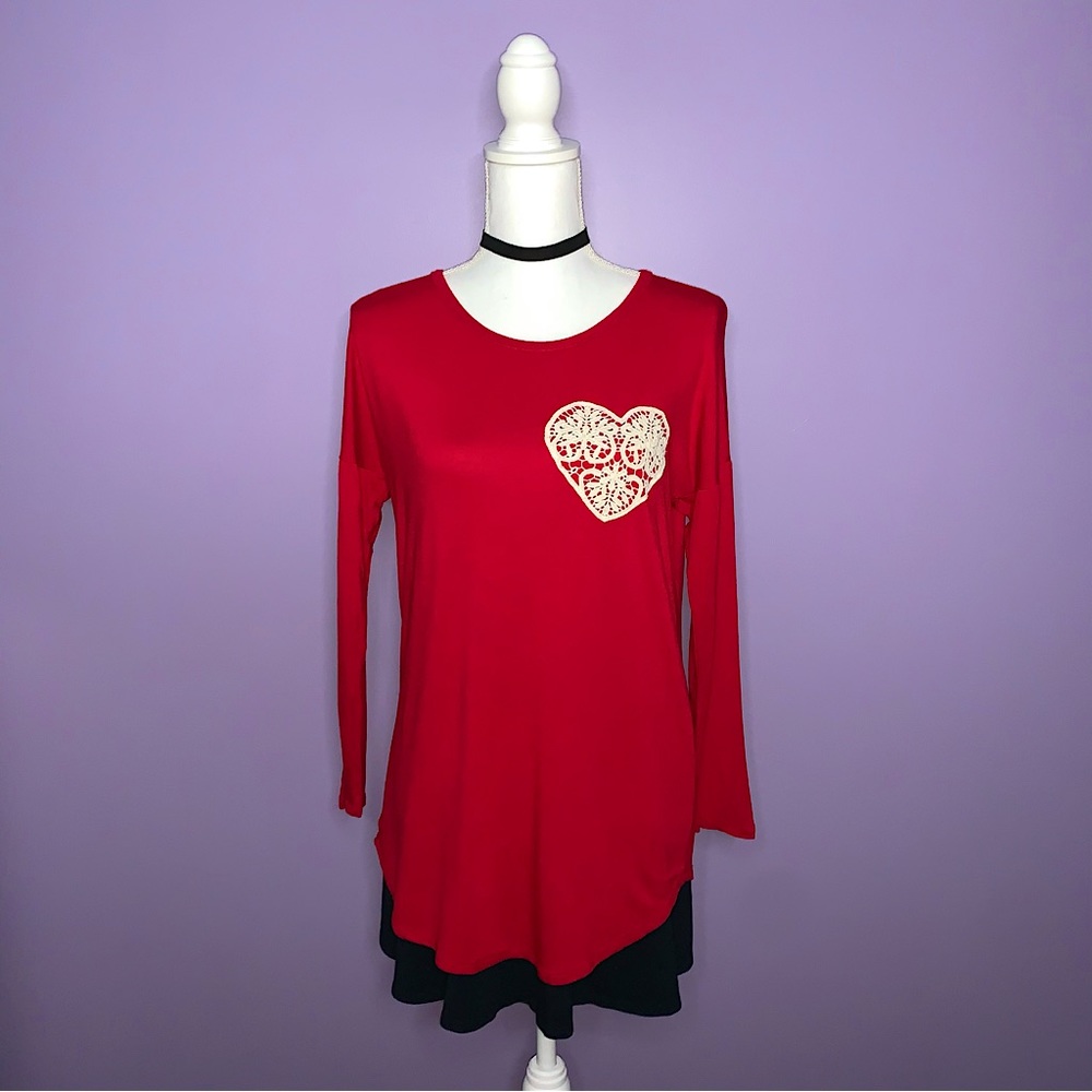 Boutique Red Crochet Heart Top